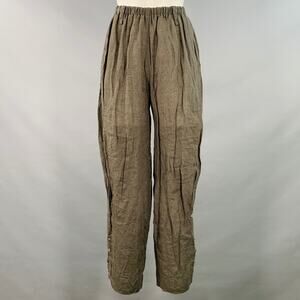 MILLER et BERTAUX Size S Grey Linen Wrinkled Elastic Waistband Casual Pants